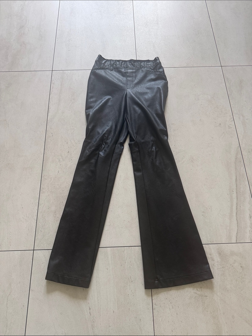 Spanx Black Faux Leather Flare Pants - Women